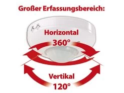 Revolt Deckenbewegungsmelder:360°-PIR-Bewegungsmelder Mit Timer, Für Wand Und Decke