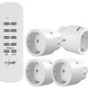 Revolt Funkstecker:4er-Set Mini-Funksteckdosen Mit Fernbedienung, Bis 2.300 Watt, 50 M