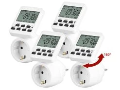 Revolt Zeitschalt-Uhren:4er-Set Digitale Zeitschaltuhren Mit 180° Rotierbarem LCD-Display