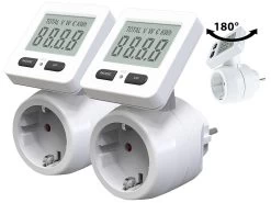 Revolt Stromverbrauchszähler:2er-Set Digitale Energiekostenmesser, 180° Drehbares Display, 3.680 W