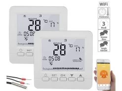 Revolt Wandthermostat:2er-Set WLAN-Thermostate Für Fußbodenheizung, Für Siri, Alexa & GA