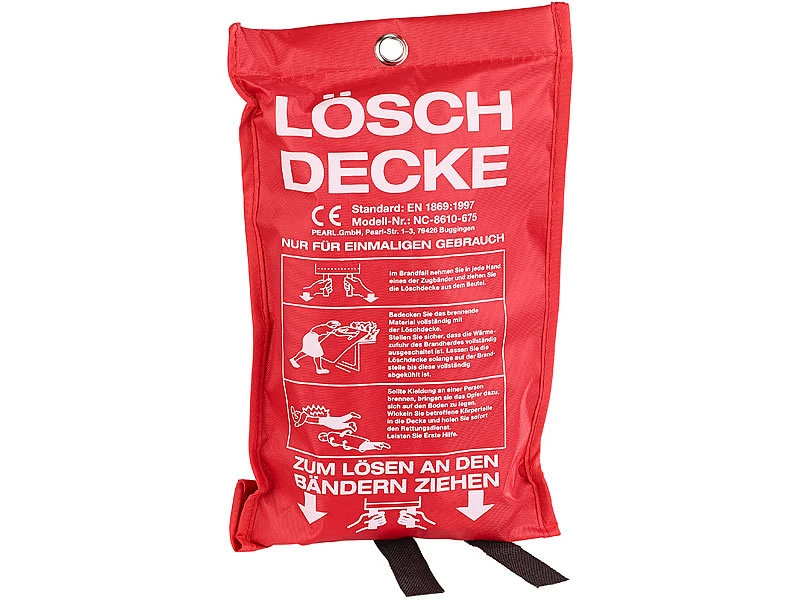 Semptec Feuerschutzdecke:2er-Set Glasfaser-Feuerlöschdecke, 100 X 100 Cm – Bild 2