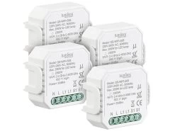 Luminea Home Control WLAN Schalter:4er-Set WLAN-Unterputz-Lichtschalter,App, Für Siri, Alexa&Google Ass.