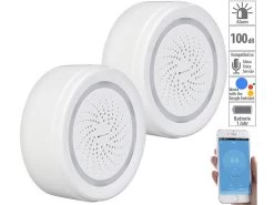 VisorTech Elesion Sirene:2er-Set Alarm-Sirene Mit WLAN & App, Komp. Zu Alexa & Google Assistant