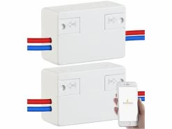 Luminea WLAN Schalter 230V:2er-Set WLAN-Schalter Für Licht, Für Amazon Alexa & Google Assistant