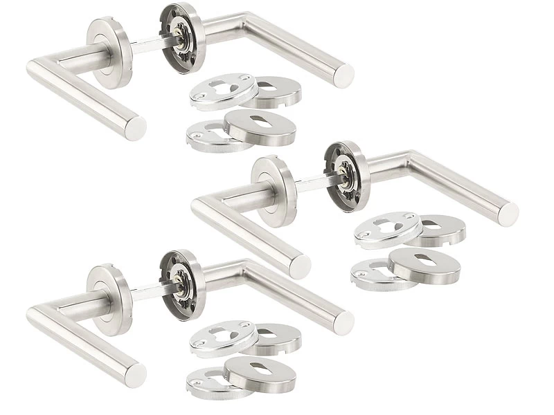 AGT Türgarnitur:3er-Set Moderne Edelstahl-Türbeschläge, 6 Türklinken Und 18 Rosetten