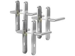 AGT Türgriffe:3er-Set Moderne Edelstahl-Türbeschläge, 6 Türklinken & 6 Langschilder