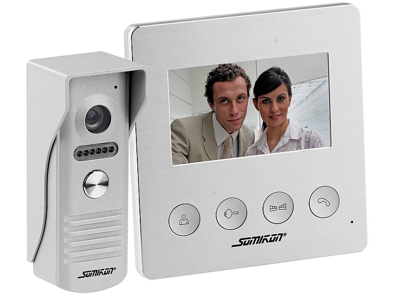 Somikon Video Klingel:Video-Türsprechanlage Mit Farbdisplay, LED-Licht & Türöffnungsfunktion – Bild 2