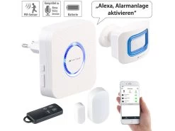 VisorTech WiFi Alarmanlage:4-teilige WLAN-Alarmanlage, Alexa-kompatibel, Für Bis 50 Sensoren, App