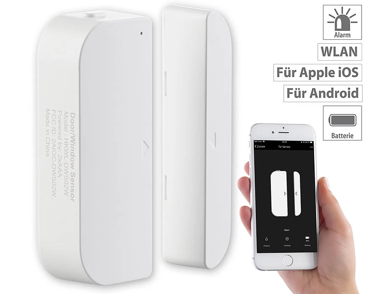 Luminea Fenstersensoren:5er-Set WiFi Tür & Fensteralarm, Alexa Und Google Assistant Komp. – Bild 6