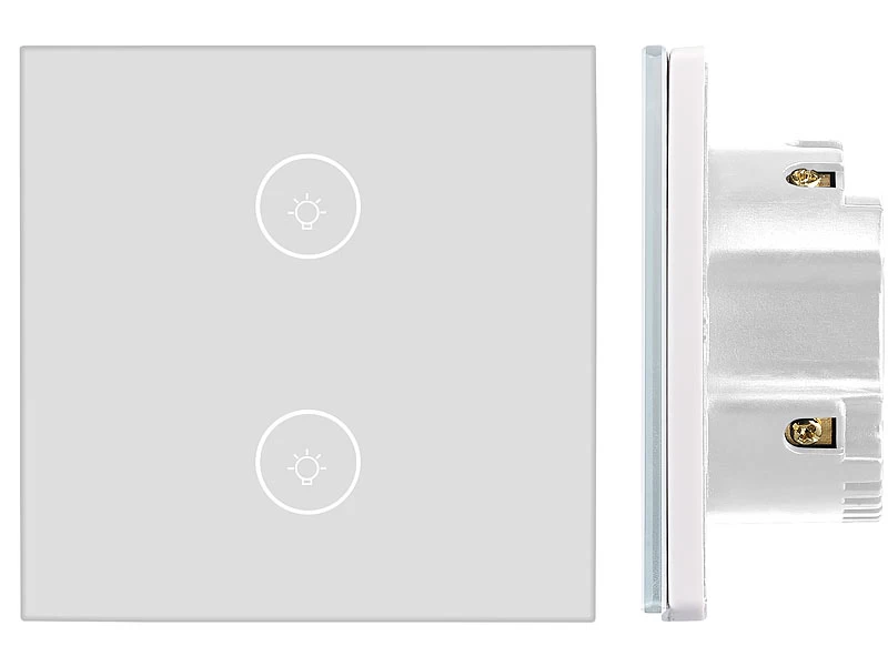 Luminea Home Control Touch Lichtschalter:2er-Set Touch-Doppel-Lichttaster, Komp. Zu Alexa & Google Assistant – Bild 3