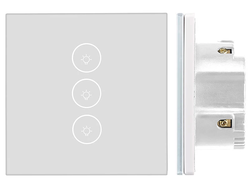 Luminea Home Control Touch Wechselschalter:Touch-Dreifach-Lichtschalter, Komp. Zu Amazon Alexa & Google Assistant – Bild 4