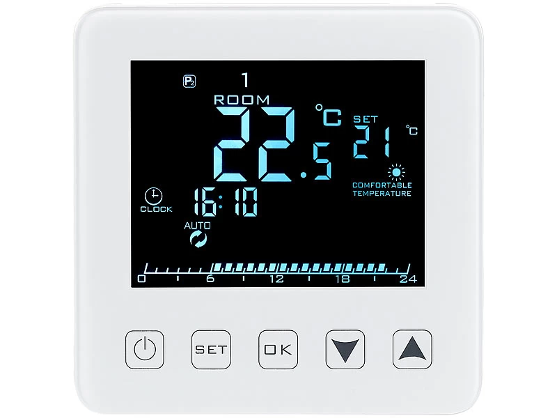 Revolt Heizungsthermostat Wand:Wand-Thermostat Für Fußbodenheizung, LCD, Touch-Tasten, Programmierbar – Bild 2