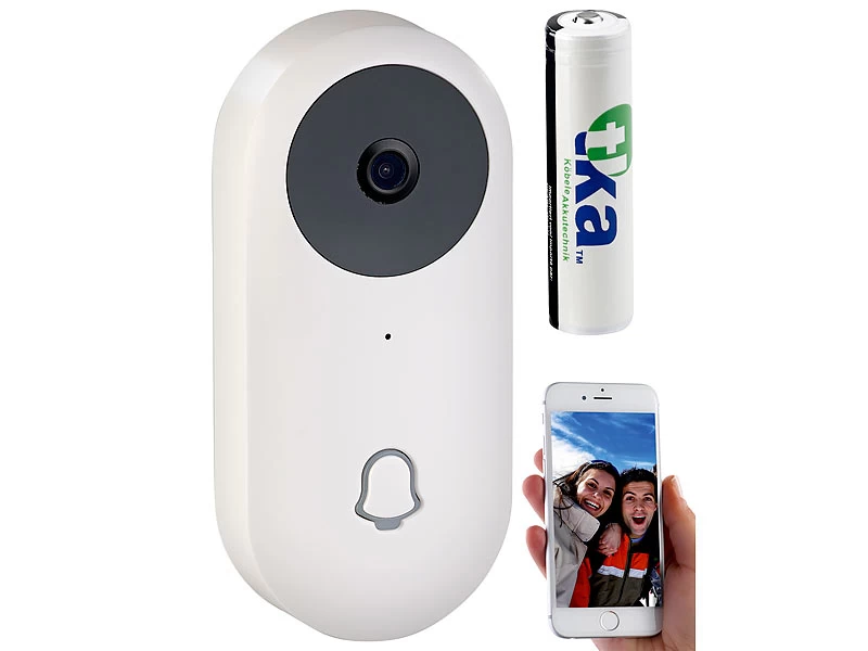 Somikon WLAN Klingel:WLAN-HD-Video-Türklingel Mit App, Gegensprechen, Inkl. Akku – Bild 2