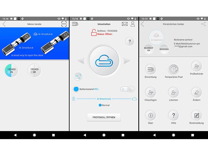 VisorTech Möbel-Aufschraubschloss:2er-Set Schubladen- & Schranktüren-Schloss Mit RFID-Schlüssel, BT, App – Bild 7