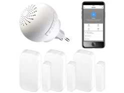 VisorTech Gateway:4-teiliges WLAN-Alarmsystem Für Funkgeräte, 3x Fenster-/Türsensor, App