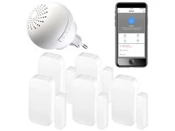 VisorTech Alarmsysteme:6-teiliges WLAN-Alarmsystem Für Funkgeräte, 5x Fenster-/Türsensor, App