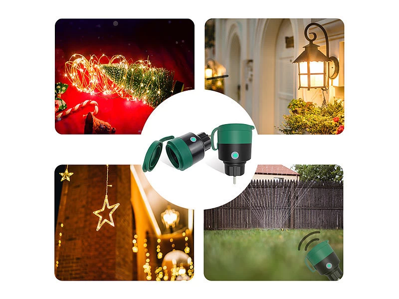 Luminea Home Control Outdoor-WLAN-Mini-Steckdose, Für Alexa, Versandrückläufer – Bild 4