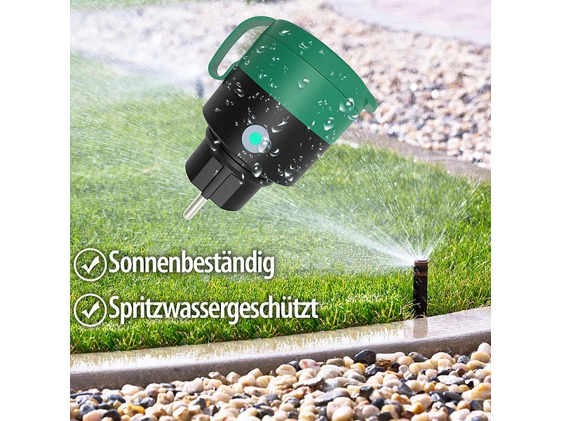 Luminea Home Control Outdoor-WLAN-Mini-Steckdose, Für Alexa, Versandrückläufer – Bild 5