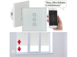 Luminea Home Control WiFi Rolladenschalter:2er-Set Rollladen-Touch-Unterputz-Steuerung, App & Sprachsteuerung