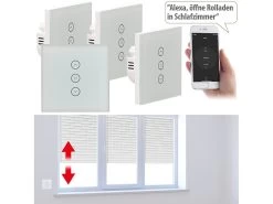 Luminea Home Control Rolladenschalter Touch:4er-Set Rollladen-Touch-Unterputz-Steuerung, App & Sprachsteuerung