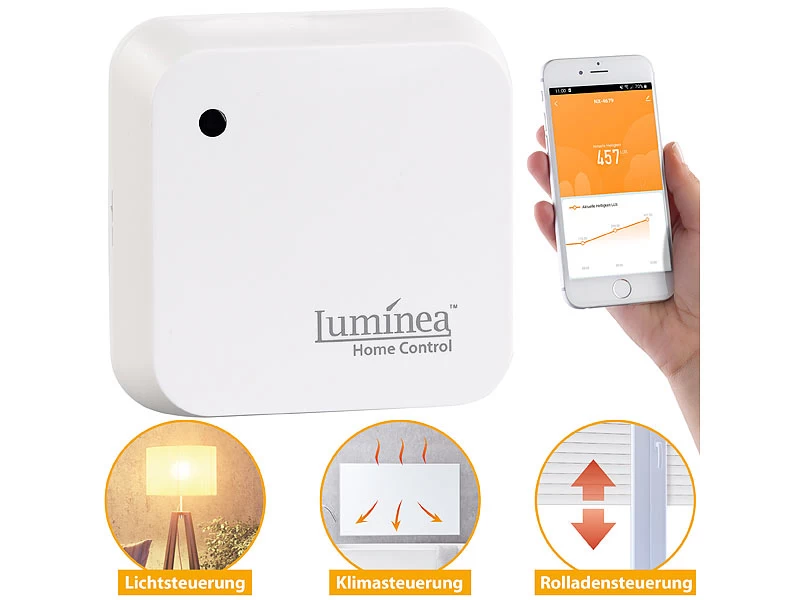 Luminea Home Control Dämmerungsschalter:Wetterfester WLAN-Licht- & Dämmerungs-Sensor Mit App, IP55 – Bild 2