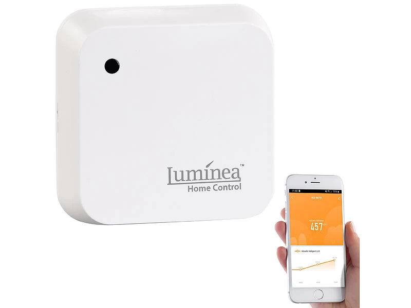 Luminea Home Control Dämmerungsschalter:Wetterfester WLAN-Licht- & Dämmerungs-Sensor Mit App, IP55 – Bild 3