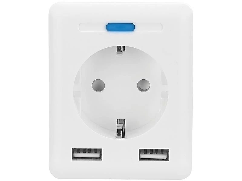 Luminea Home Control Energie Monitor:2er-Set WLAN-Steckdosen, 2 USB, App, Komp. Zu Alexa, Google, Siri – Bild 6