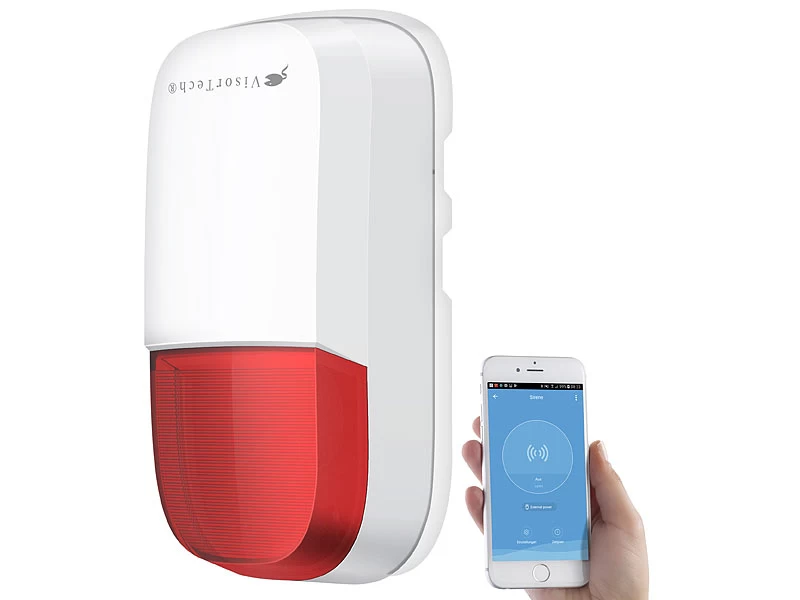 VisorTech PIR Bewegungsmelder:WLAN-Outdoor-Sirene Für ELESION,Akku, WLAN, 95 DB, PIR-Sensor, IP54 – Bild 2