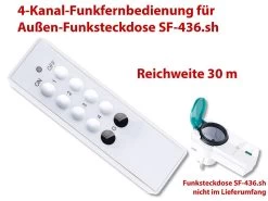 CASAcontrol Funksteckdose Dimmbar:4-Kanal-Funkfernbedienung Für Außen-Funksteckdose SF-436.sh, 30 M