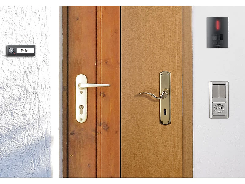 CASAcontrol Funkglocke:Kabellose Funk-Türklingel Mit 2 Empfängern (Licht & Ton), 100 M, IPX4 – Bild 5