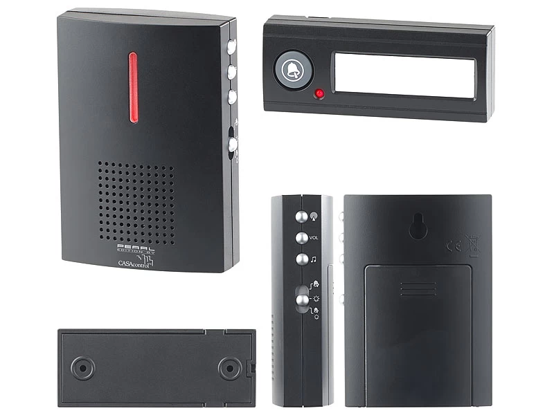 CASAcontrol Funkglocke:Kabellose Funk-Türklingel Mit 2 Empfängern (Licht & Ton), 100 M, IPX4 – Bild 4