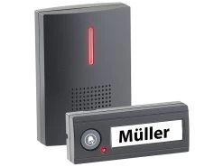 CASAcontrol Funkklingel:Funk-Türklingel, Licht- & Ton-Signal, 100 M Reichweite, IPX4, Schwarz