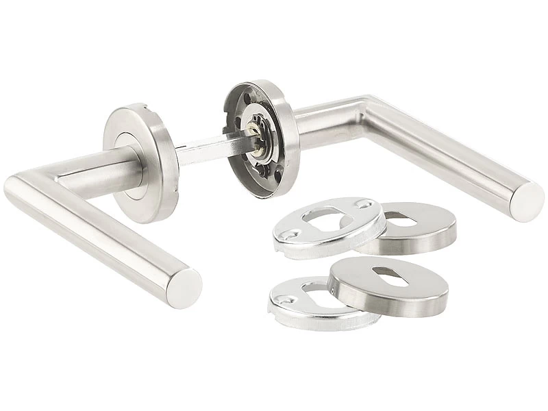AGT Türgarnitur:3er-Set Moderne Edelstahl-Türbeschläge, 6 Türklinken Und 18 Rosetten – Bild 2