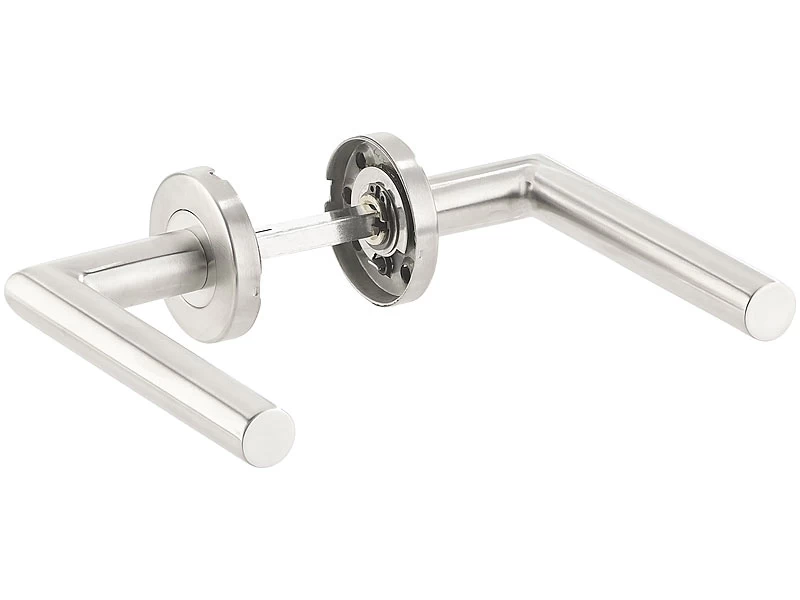 AGT Türbeschläge WCs:2er-Set Edelstahl-Türbeschlag Für Bad & WC, 4 Klinken & Rosetten, Rund – Bild 3