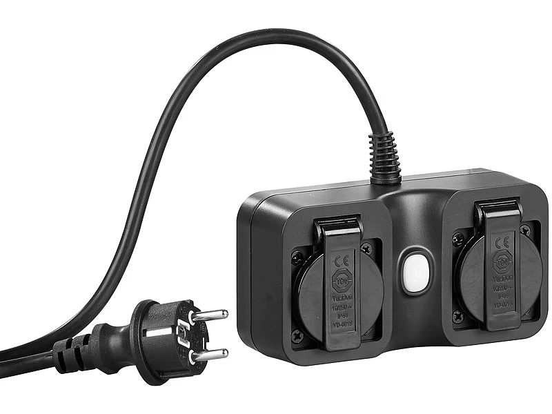 Luminea Home Control WLAN Aufputz Steckdose:2-fach-WLAN-Outdoor-Steckdosenleiste, App, Sprachsteuerung, 15 A, IP44 – Bild 5