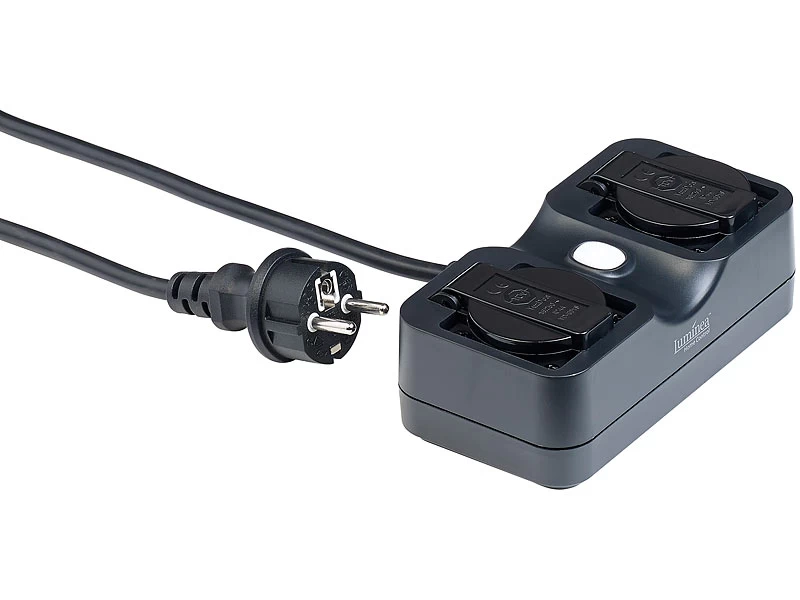 Luminea Home Control WLAN Aufputz Steckdose:2-fach-WLAN-Outdoor-Steckdosenleiste, App, Sprachsteuerung, 15 A, IP44 – Bild 3