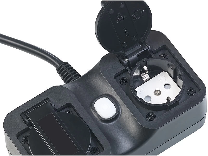 Luminea Home Control WLAN Aufputz Steckdose:2-fach-WLAN-Outdoor-Steckdosenleiste, App, Sprachsteuerung, 15 A, IP44 – Bild 2