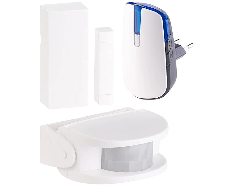 CASAcontrol Durchgangsmelder:Steckdosen-Funkklingel Mit PIR-Bewegungsmelder & Tür- & Fenster-Alarm – Bild 2