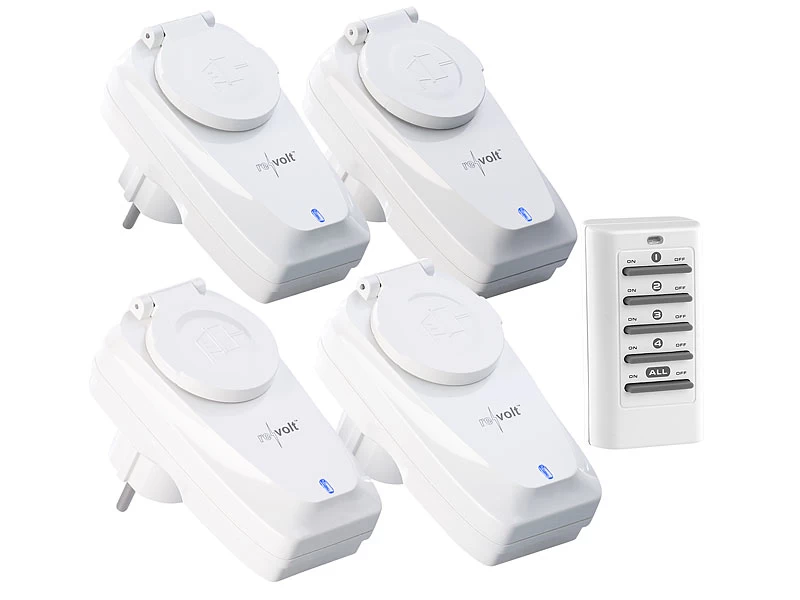 Revolt Funkschalter Außen:4er-Set Außen-Funksteckdosen, Fernbedienung, IP44, Bis 5 A, 1.150 Watt – Bild 2