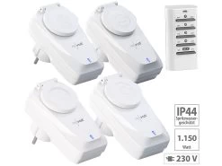 Revolt Funkschalter Außen:4er-Set Außen-Funksteckdosen, Fernbedienung, IP44, Bis 5 A, 1.150 Watt