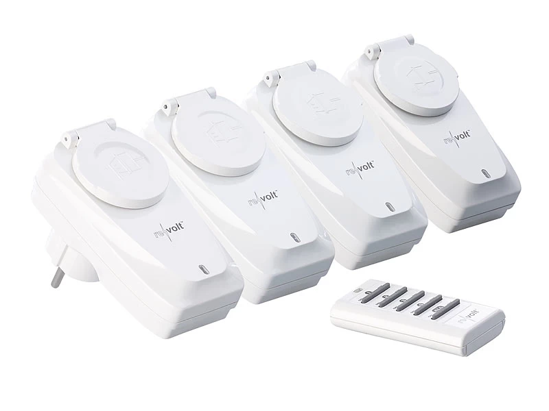 Revolt Funksteckdosen Außen:4er-Set Outdoor-Funksteckdosen Mit Fernbedienung, IP44, Bis 1.000 Watt – Bild 2