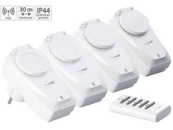 Revolt Funksteckdosen Außen:4er-Set Outdoor-Funksteckdosen Mit Fernbedienung, IP44, Bis 1.000 Watt