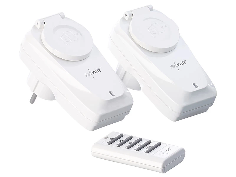 Revolt Funksteckdose Außen:2er-Set Outdoor-Funksteckdosen Mit Fernbedienung, IP44, Bis 3.680 Watt – Bild 2