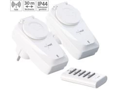 Revolt Funksteckdose Außen:2er-Set Outdoor-Funksteckdosen Mit Fernbedienung, IP44, Bis 3.680 Watt
