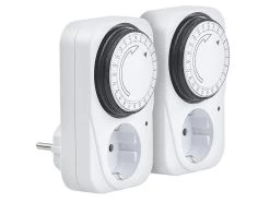 Revolt Steckdosenschaltuhr:2 Mechanische Zeitschaltuhren, Tagesplaner, 15 Min., Kindersicherung