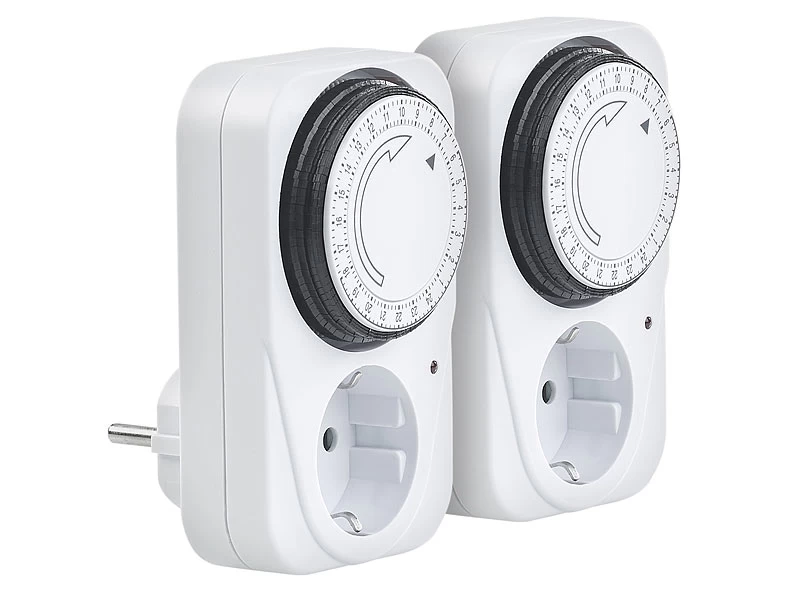 Revolt Steckdosenschaltuhr:2 Mechanische Zeitschaltuhren, Tagesplaner, 15 Min., Kindersicherung