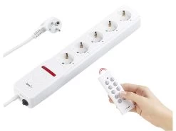 Revolt Funksteckdosenleiste:5-fach-Funk-Steckdosenleiste, Einzeln Schaltbar, Fernbedienung, 2300 W