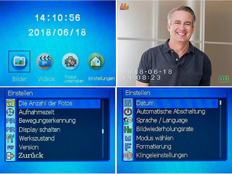 Somikon Digitale Türspion-Kamera Mit 8,9-cm-Display, PIR, Aufnahme, Nachtsicht – Bild 6