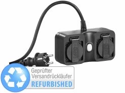 Luminea Home Control Amazon Alexa Steckdosen:2-fach-WLAN-Outdoor-Steckdosenleiste, App, Versandrückläufer